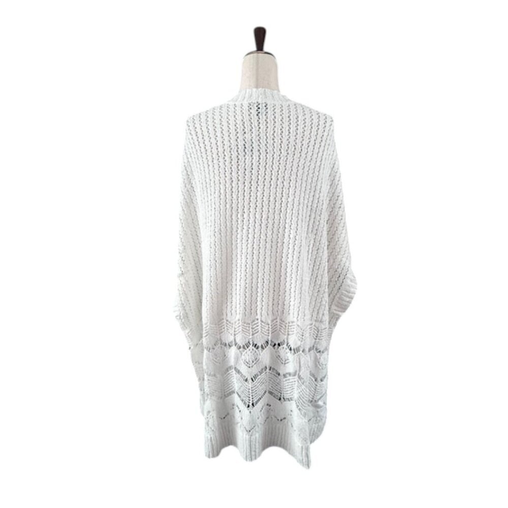 Torrid Open Stitch White Cardigan Poncho Sweater Short Sleeves 3/4 = 22/24 NWT - Picture 9 of 16